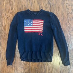 Polo Ralph Lauren American Flag Knit Sweater Navy Kids Small